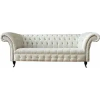 AEA Dreisitzer Weiß Stoff Wohnzimmer Design Couchen Sofa Chesterfield Couch
