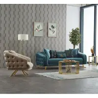 AEA Komplette Couchgarnitur Polstersofa Dreisitzer Stoffsofa Blau Sessel