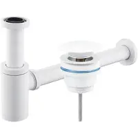 CERANO - Sifone per lavabo - ottone - DN32 mm - con scarico click-clack - senza troppopieno - bianco