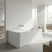 KIAMAMI VALENTINA Vasca da bagno rettangolare filo muro in acrilico termoformata senza giunture | Nina