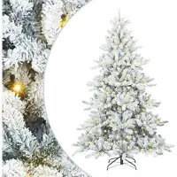 vidaXL Albero di Natale artificiale pieghevole bianco 240 cm in PVC e acciaio