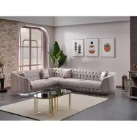 AEA Ecksofa Grau Stoff L-Form Sofa Couch Textil Design Modern Polster Wohnzimmer
