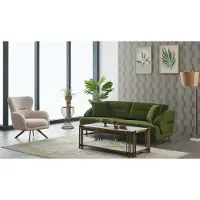 AEA Polstersofa Couchgarnitur Dreisitzer Sessel Grün Couch Stoffsofa 2tlg