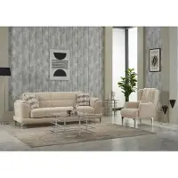 AEA Couch Garnitur Dreisitzer 3 Sitzer Sofa Stoff Sessel Polstersofa Beige