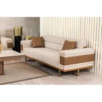 AEA Sofa 3 Sitzer Beige Sofa Stil Luxus Wohnzimmer modernes Design Polsterstoff