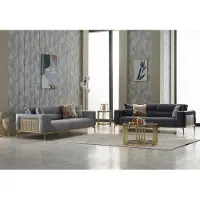 AEA Sofagarnitur Dreisitzer Couch Stoff 2tlg Polstersofa Grau Sofa Set