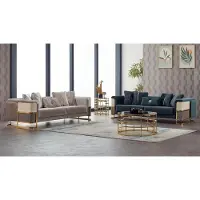 AEA Sofagarnitur Sofas Couchen Polstersofa Dreisitzer Luxus Beige Stoff