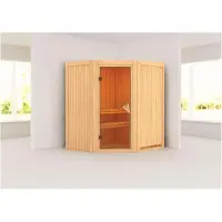 Karibu Sauna Tonja Cabina interna Sauna interna 2 panche in legno con finitura naturale Cabina sauna Spessore parete: 68 mm Sauna a infrarossi