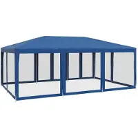 vidaXL Tenda per feste con 10 pannelli laterali in rete blu 6x4 m HDPE