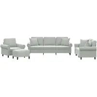 vidaXL set divano 4 pezzi con cuscini in velluto grigio chiaro