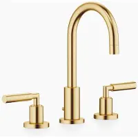 Dornbracht TARA Mélangeur de lavabo à trois trous avec garniture d'écoulement, bec pivotant à 360°, saillie 135mm, 20710882-28, 20710882-28