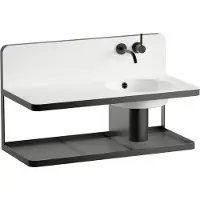 Laufen STEEL19 Plan de toilette, suspendu, tablette à gauche, sans trou pour robinet, avec trop-plein, 1000x490x590mm, blanc brillant, H580ST50001091, H580ST50001091