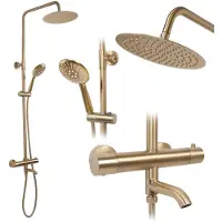 REA Set Doccia Con Termostato Lungo Gold Brush