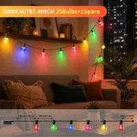 StarTech.com Catena luminosa a LED, modello G40, a forma di globo - 20 m - 25 luci - Multicolore - 8 modalità di illuminazione - Impermeabile - Adatta per uso esterno