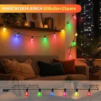 StarTech.com Catena luminosa LED G40 - 46,6 metri - 80 luci - Multicolore - 8 modalità di illuminazione - Impermeabile - Spina di tipo EU