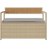 vidaXL Panca da giardino con spazio di archiviazione e cuscini Beige poly rattan
