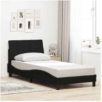 vidaXL Struttura letto senza materasso "Hanko" nero 90x200 cm in tessuto