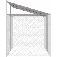 vidaXL Gabbia per cani con tetto Argento 400 x 200 x 256 cm Acciaio e PE
