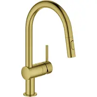 GROHE Minta Mitigeur monocommandé pour évier, portée 223mm, bec en C, extractible, Easy Docking, pivotant, double douchette d'évier, 32321GN2, 32321GN2