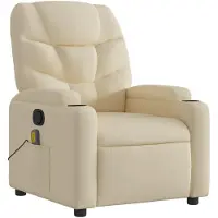 vidaXL Poltrona relax per massaggi, tessuto color crema