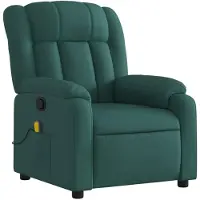 vidaXL Poltrona reclinabile per massaggio, tessuto verde scuro