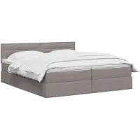 vidaXL Letto a castello con contenitore LED con materasso, color taupe, 180 x 200 cm, in tessuto