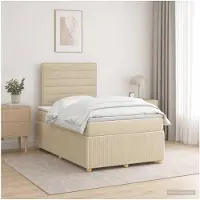 vidaXL letto a molle LED con materasso crema 120 x 200 cm in tessuto