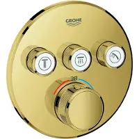 GROHE Thermostat Grohtherm SmartControl avec trois vannes d'arrêt, rosette murale ronde, 29121GL0, 29121GL0