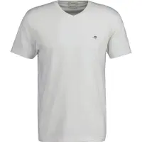 Gant per uomo. 2003186 T-shirt Scudo Bianca con scollo a V (M), Bianco, Casual, Cotone, Manica corta