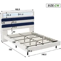 StarTech.com Letto imbottito - Letto matrimoniale - 140 x 190 cm - Poggiatesta regolabile - Struttura a listelli - Spazio contenitore - Rivestimento in velluto - Bianco sporco/Blu