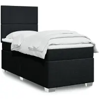 vidaXL Letto a molle con materasso nero 90x190 cm in tessuto