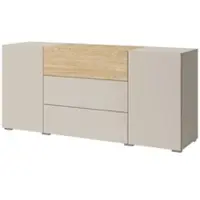 Bratex Comò moderno, altezza 150 cm, con 3 cassetti e 2 ante, finitura opaca effetto cachemire