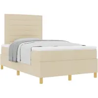 vidaXL Letto a molle con materasso crema 120 x 190 cm in tessuto