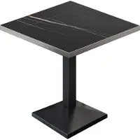 GGM Moebel International BPA | Tavolino da bistrot | Quadrato | Bordo in acciaio inossidabile | 60 x 60 x 78,5 cm | Marmo nero / Nero | Tavolino da bistrot / Tavolino da ristorazione