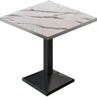 GGM Moebel International BPA | Tavolino da bistrot | Quadrato | Bordo in acciaio inossidabile | 60 x 60 x 78,5 cm | Marmo bianco / Nero | Tavolino da bistrot / Tavolino da ristorazione