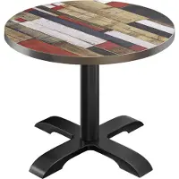 GGM Moebel International BSD | Tavolino da bistrot | Ø 80 x 74,5 cm | Rotondo | Bordo in acciaio inossidabile | | Vintage multicolore / Nero | Tavolino da bistrot / Tavolino da ristorazione