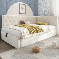 STILVORA Letto imbottito 90x190 con rete letto divano letto letto per bambini con contenitore, struttura letto con doghe in legno, grigio, senza materasso