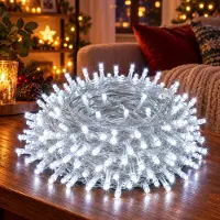 Rosikey 50M 400LEDs 8 modalità di luci fiabesche potenza, timer, funzione di memoria, LED Natale luci fiabesche festa decorazione luce albero di Natale illuminazione giardino, bianco