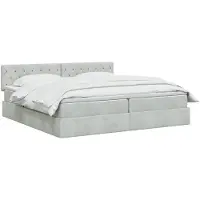 vidaXL Letto a castello con contenitore LED con materasso, grigio chiaro, 200 x 200 cm, velluto