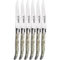 Laguiole En Aubrac 62C12CQBIH Sandvik 12C27, Green Turbot, set di 6 coltelli da bistecca