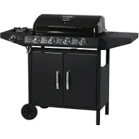 HABITAT ET JARDIN Barbecue gas "Festa 5" - 5 fuochi di cui 1 laterale - 12,9 Kw- Nero