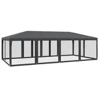vidaXL Tenda per feste con 12 pannelli laterali in rete antracite 8x4 m HDPE