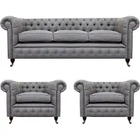 AEA Grigio Chesterfield mobili soggiorno set 3pcs divani poltrone tessile