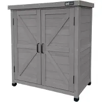 Merkloos Casetta da giardino in legno, color grigio caldo, con finestra e ampio spazio di stoccaggio