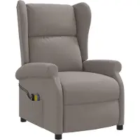 vidaXL Poltrona massaggiante elettrica con schienale alto, color tortora, rivestita in tessuto