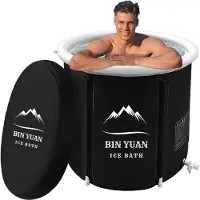 Merkloos Vasca da bagno pieghevole con coperchio - Vasca per immersioni aghiaccio di 80 cm, adatta per adulti