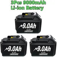 StarTech.com Akkupack - Batteria di ricambio - Confezione da 3 - Litio-Ioni - 18 V - 9000 mAh - Compatibile con BL1830, BL1840, BL1850, BL1860