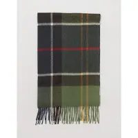 Barbour Sciarpa in misto cashmere con motivo tartan e bordi sfrangiati