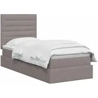 vidaXL Letto a castello con contenitore LED con materasso, color taupe, 90 x 200 cm, in tessuto