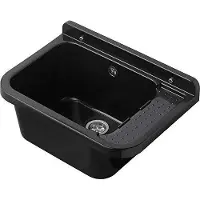 Aqbau Lavabo nero , 50 cm, completo di sifone e piletta di scarico